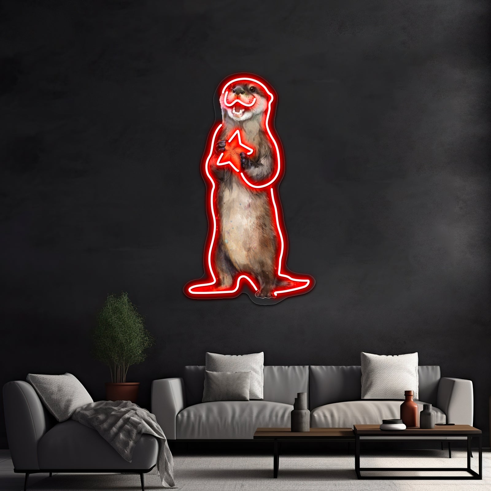 Otterly Delighted Otter Artwork Neon Wall Sign | Shineneon