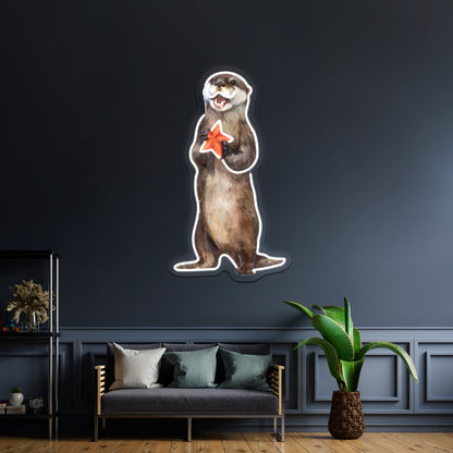 Otterly Delighted Otter Artwork Neon Wall Sign