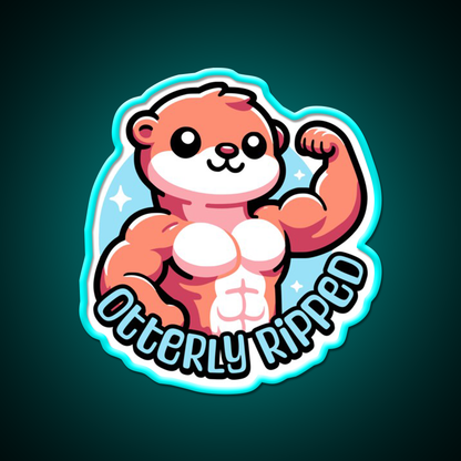 Otterly Ripped Cute Muscular Otter Pun Gym Fitness Led Neon Sign Rgb Color