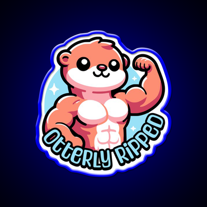 Otterly Ripped Cute Muscular Otter Pun Gym Fitness Led Neon Sign Rgb Color