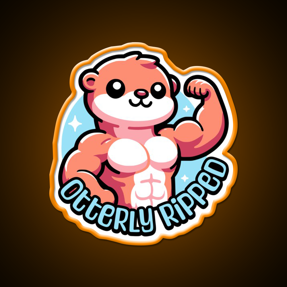 Otterly Ripped Cute Muscular Otter Pun Gym Fitness Led Neon Sign Rgb Color