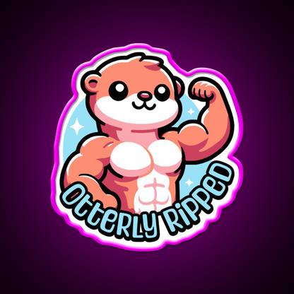 Otterly Ripped Cute Muscular Otter Pun Gym Fitness Led Neon Sign Rgb Color