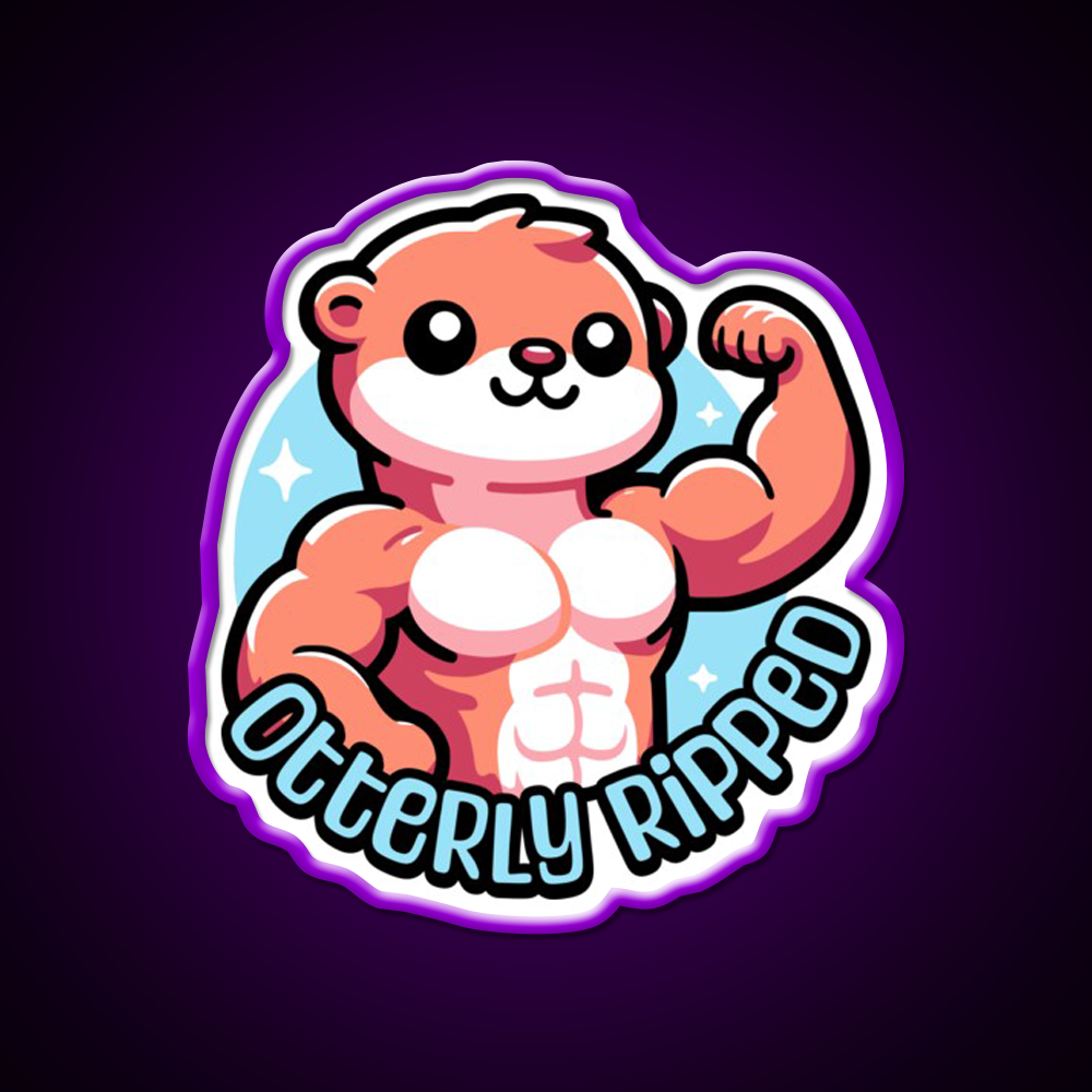 Otterly Ripped Cute Muscular Otter Pun Gym Fitness Led Neon Sign Rgb Color