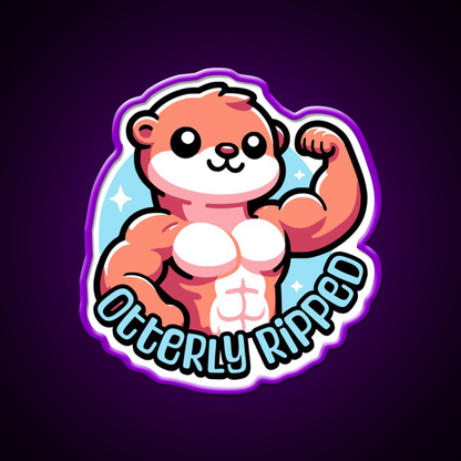 Otterly Ripped Cute Muscular Otter Pun Gym Fitness Led Neon Sign Rgb Color