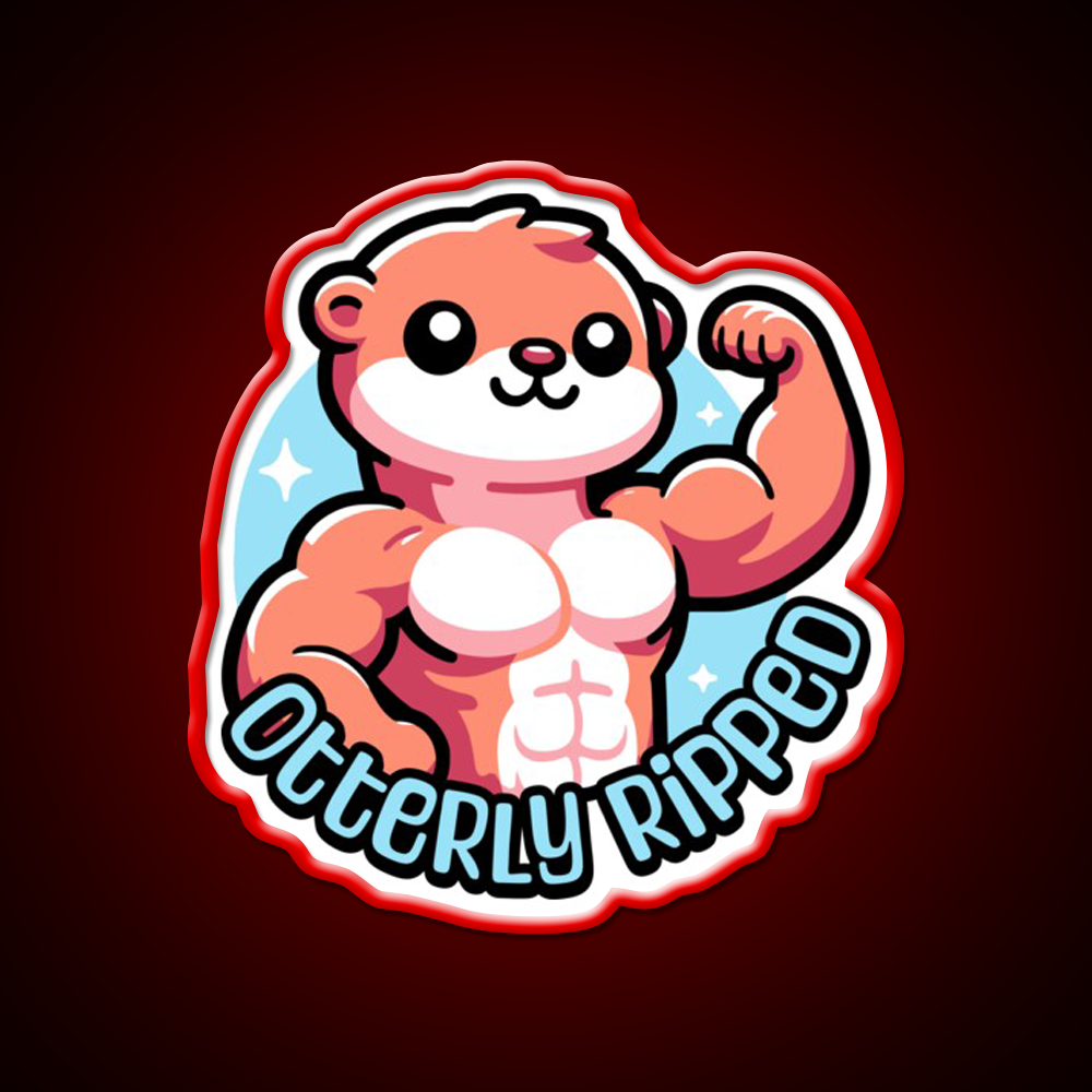 Otterly Ripped Cute Muscular Otter Pun Gym Fitness Led Neon Sign Rgb Color
