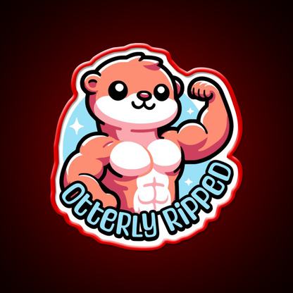 Otterly Ripped Cute Muscular Otter Pun Gym Fitness Led Neon Sign Rgb Color