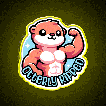 Otterly Ripped Cute Muscular Otter Pun Gym Fitness Led Neon Sign Rgb Color
