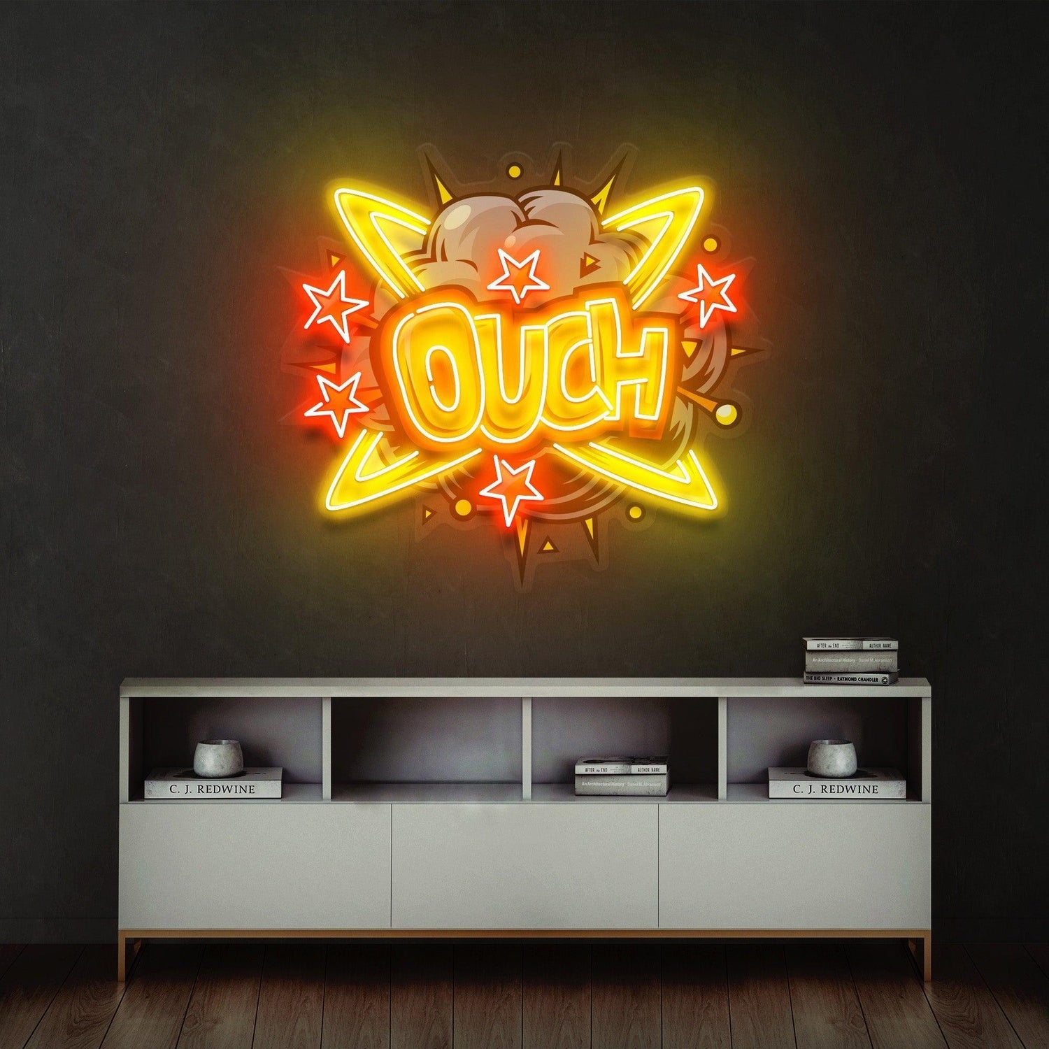 Ouch Comic Style Uv Printed Led Neon Sign Artwork For Indoor Wall Decor | Shineneon