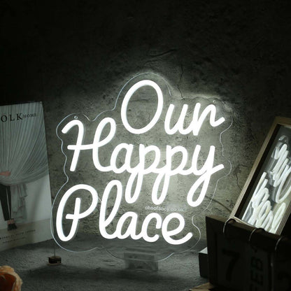 Our Happy Place White Led Neon Sign - Shineneon