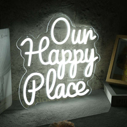 Our Happy Place White Led Neon Sign - Shineneon