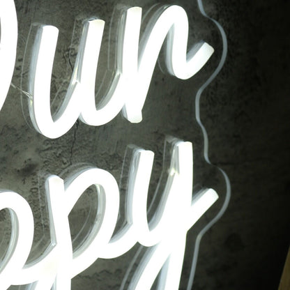Our Happy Place White Led Neon Sign - Shineneon