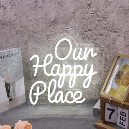 Our Happy Place White Led Neon Sign - Shineneon