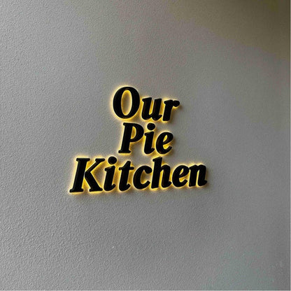 Our Pie Kitchen 3D Backlit Channel Letters Led Light Sign - Shineneon