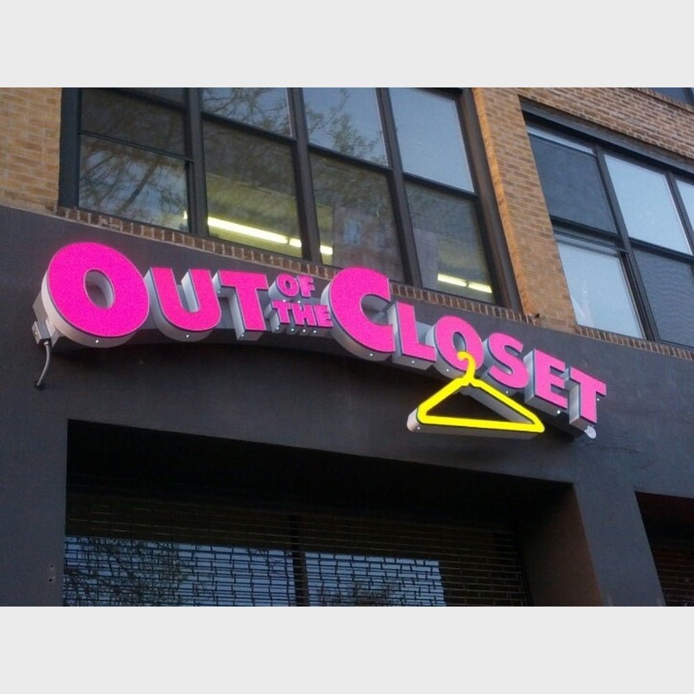 Out Of The Closet 3D Frontlit And Backlit Channel Letter Led Light Sign - Shineneon