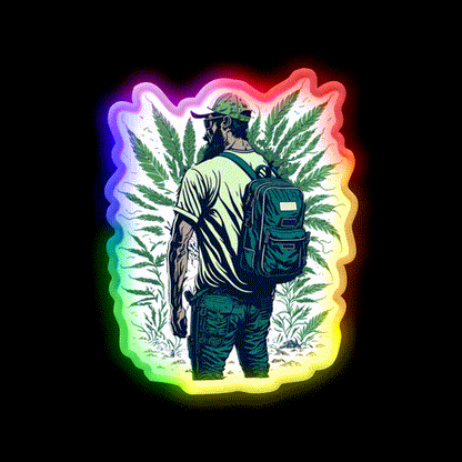 Outdoor Growers Hemp Inspired Green Leaf Led Neon Sign Rgb Color - LED neon sign close-up detail