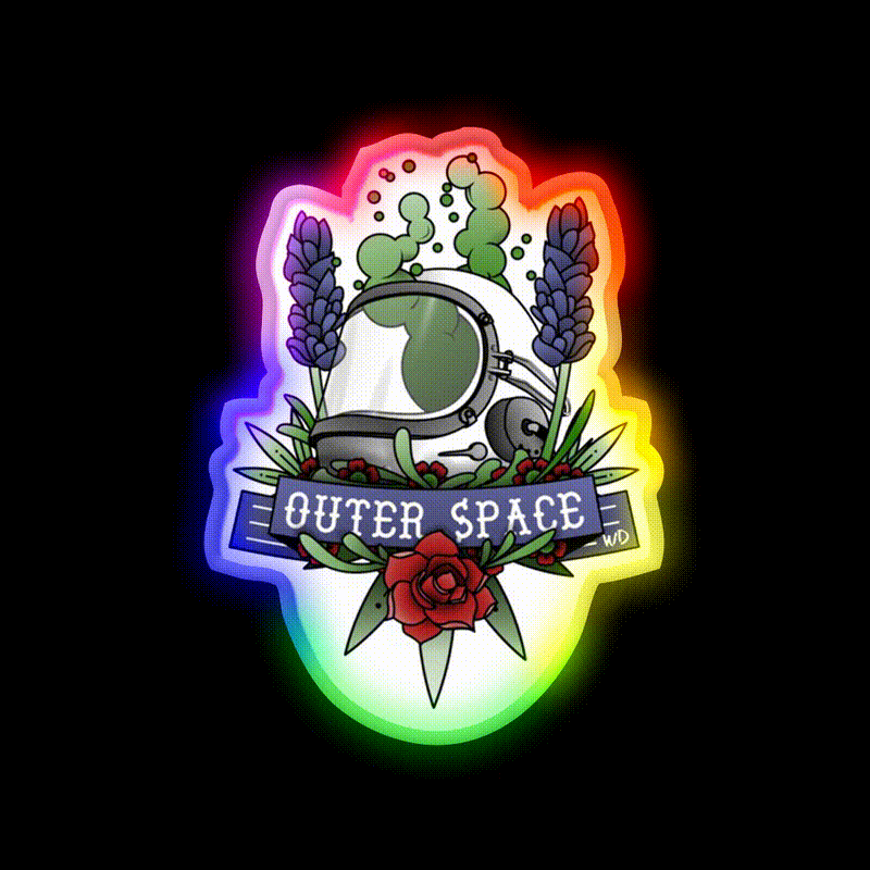 Outer Space Hemp Inspired Green Leaf Led Neon Sign Rgb Color - LED neon sign close-up detail