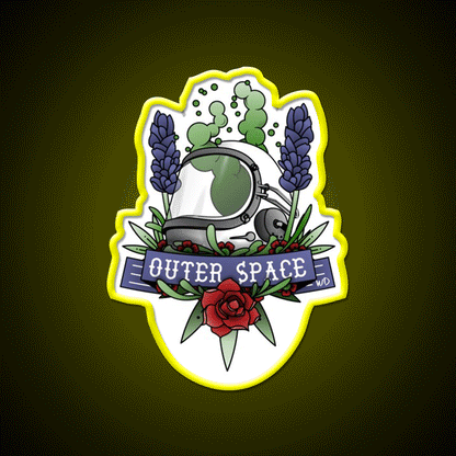 Outer Space Hemp Inspired Green Leaf Led Neon Sign Rgb Color - Custom LED neon sign front view