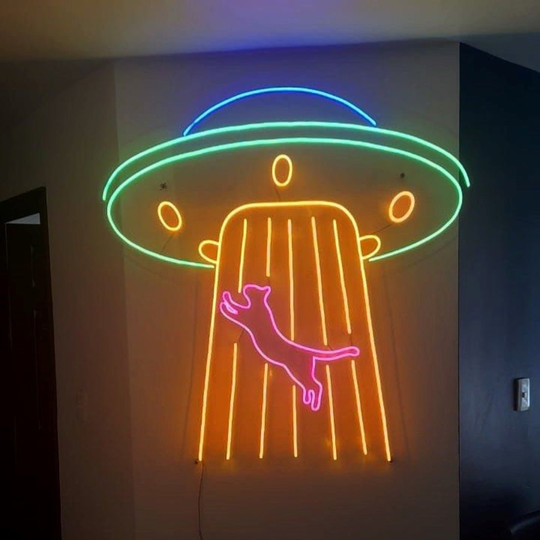 Outer Space Ufo Cat Led Sign Business Neon Sign - Shineneon