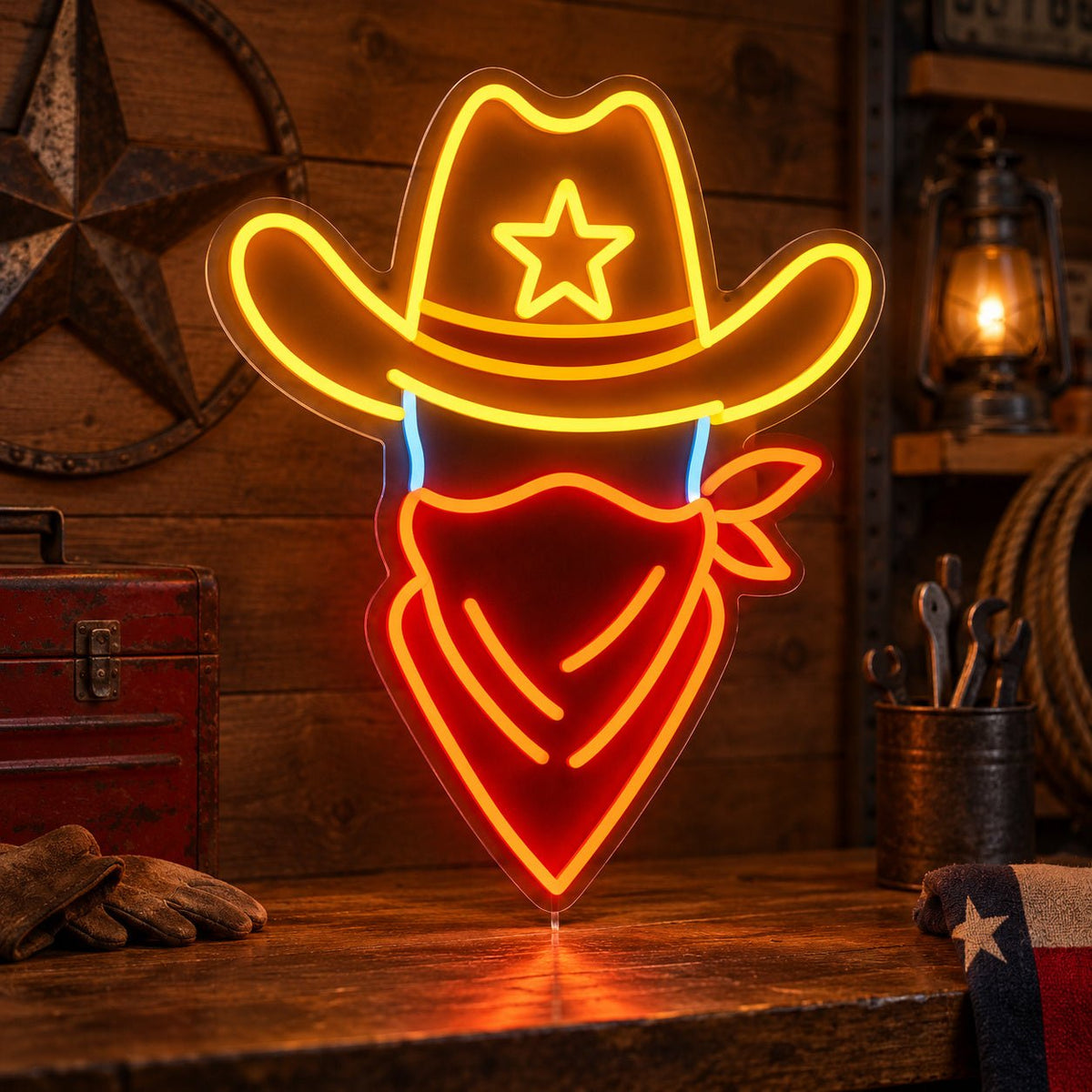Outlaw Cowboy Hat LED Neon Sign - Shineneon