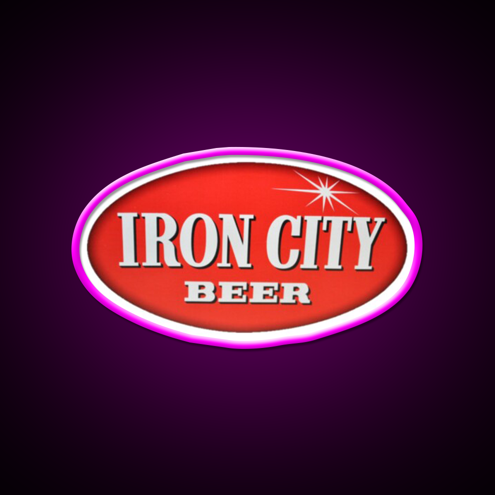 Oval Iron City Beer Bar Decor Led Neon Sign Rgb Color - Neon sign mounted on wall in room