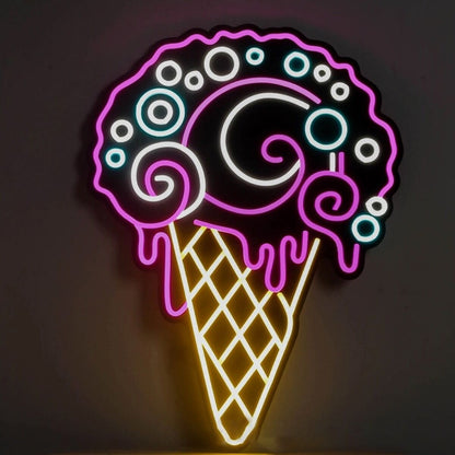 Oversized Summer Ice Cream Black Backsplash Neon | Shineneon