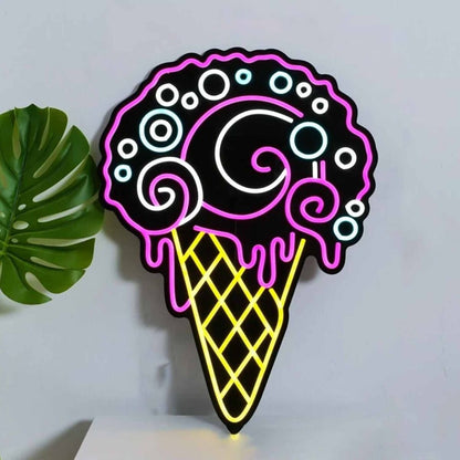 Oversized Summer Ice Cream Black Backsplash Neon | Shineneon