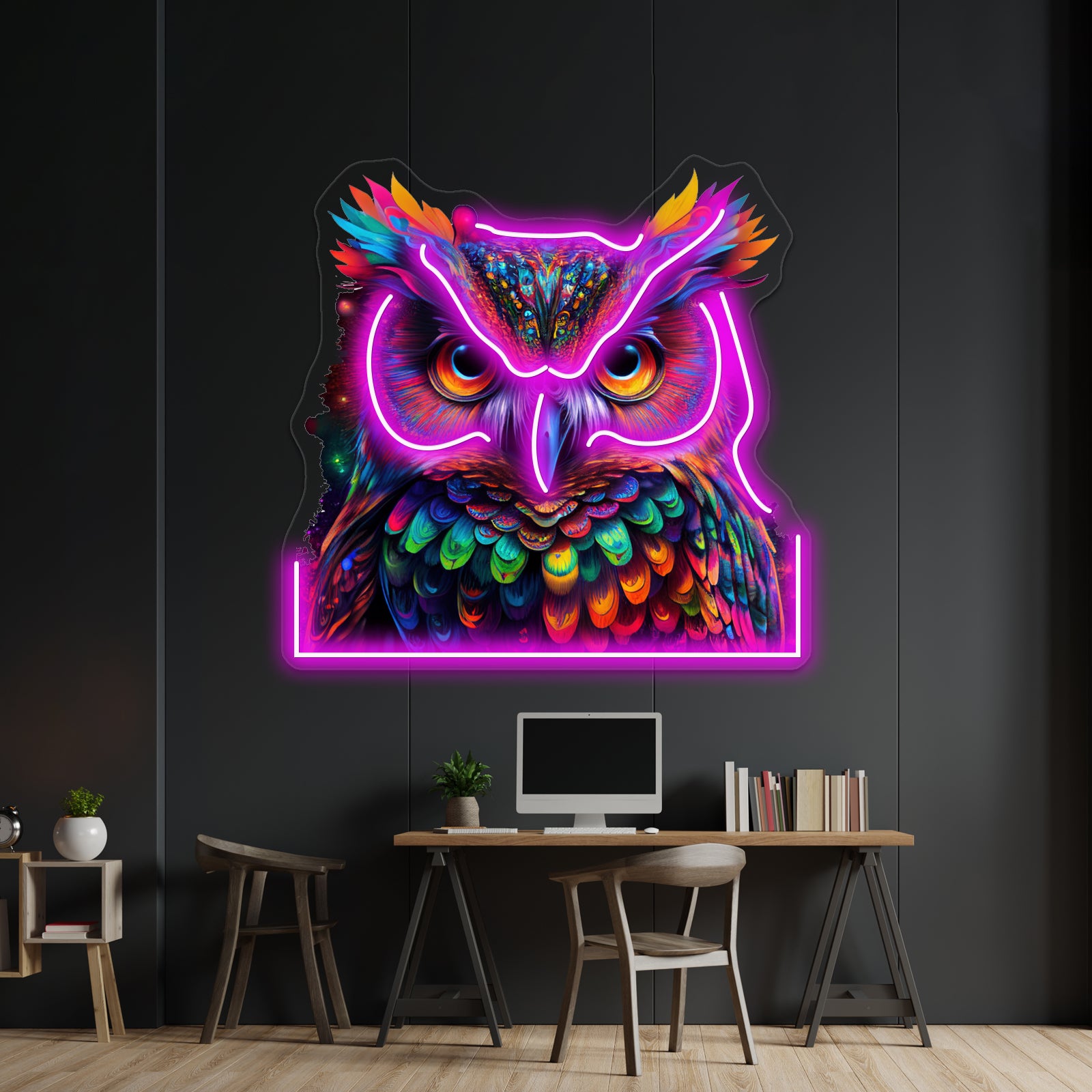 Owl Colorful Neon Psychedelic Art Wall Artwork Neon Signs | Shineneon