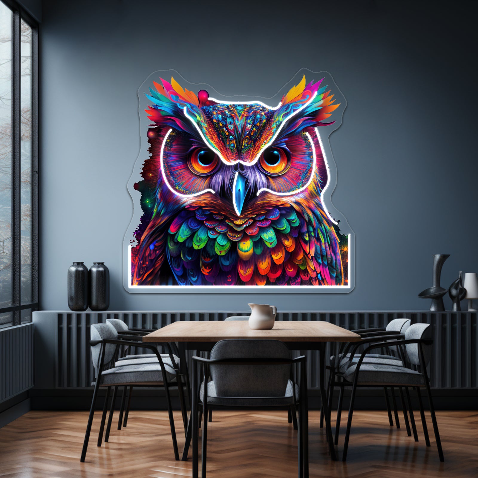 Owl Colorful Neon Psychedelic Art Wall Artwork Neon Signs | Shineneon