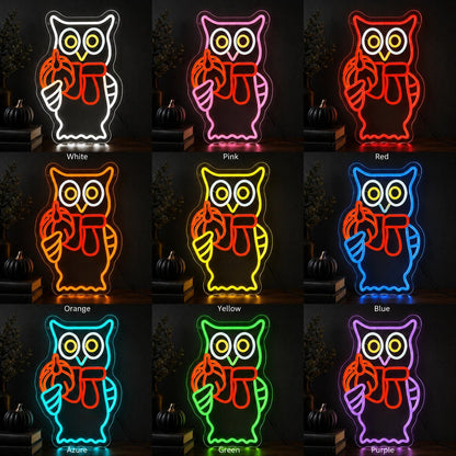 Owl Holding Pumpkin Scarf LED Neon Sign - Shineneon