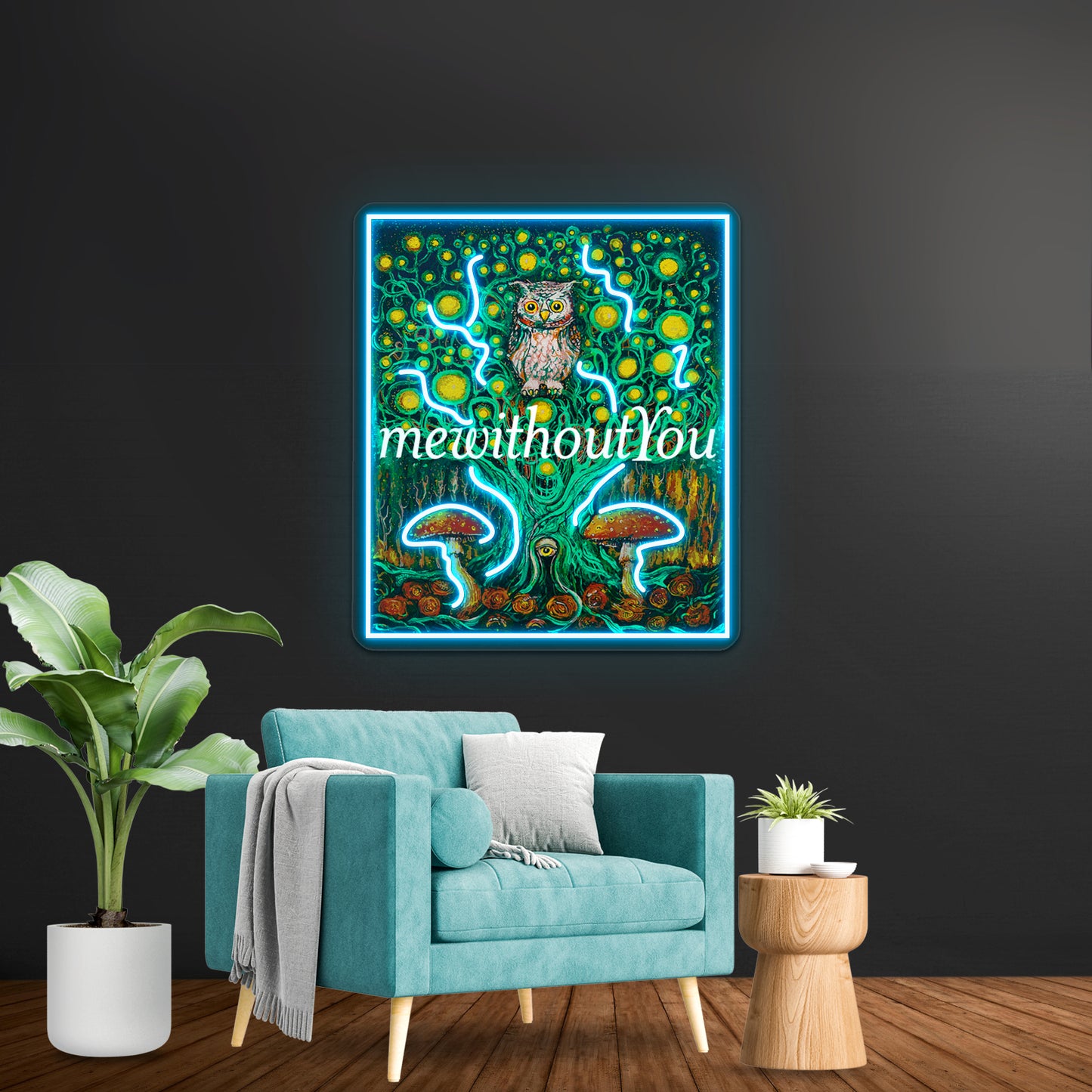 Owl In The Mewithoutyou Forest Artwork Neon Wall Sign