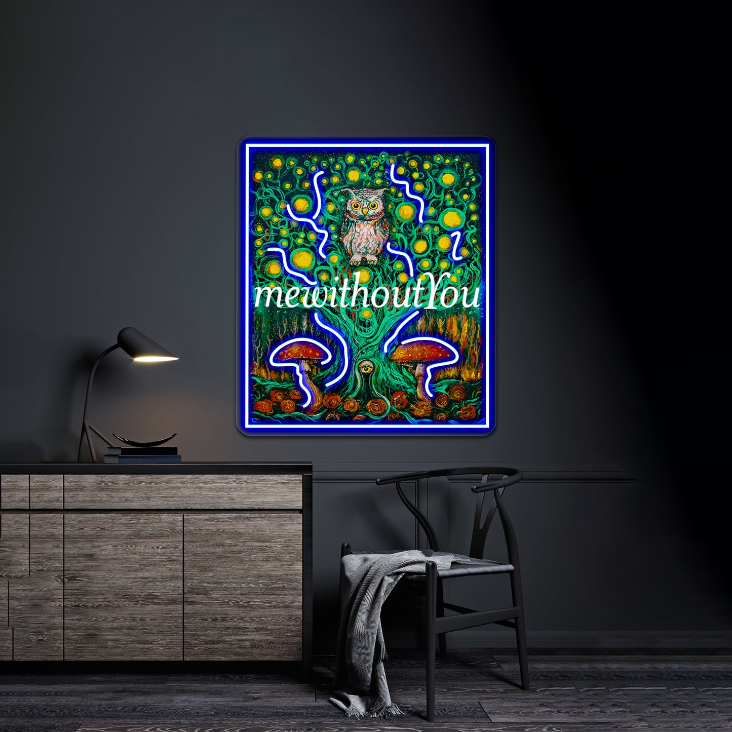 Owl In The Mewithoutyou Forest Artwork Neon Wall Sign