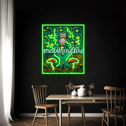 Owl In The Mewithoutyou Forest Artwork Neon Wall Sign