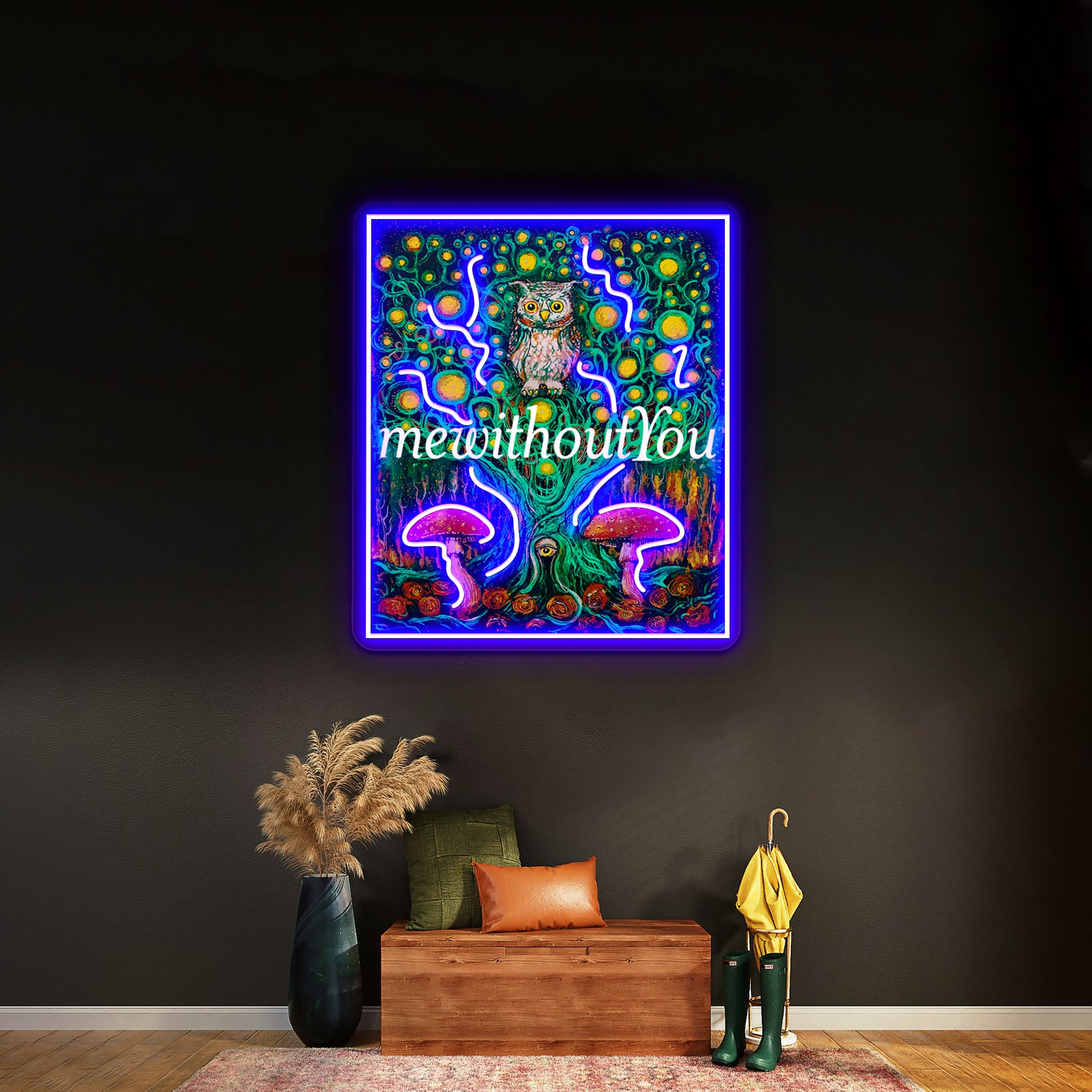 Owl In The Mewithoutyou Forest Artwork Neon Wall Sign | Shineneon