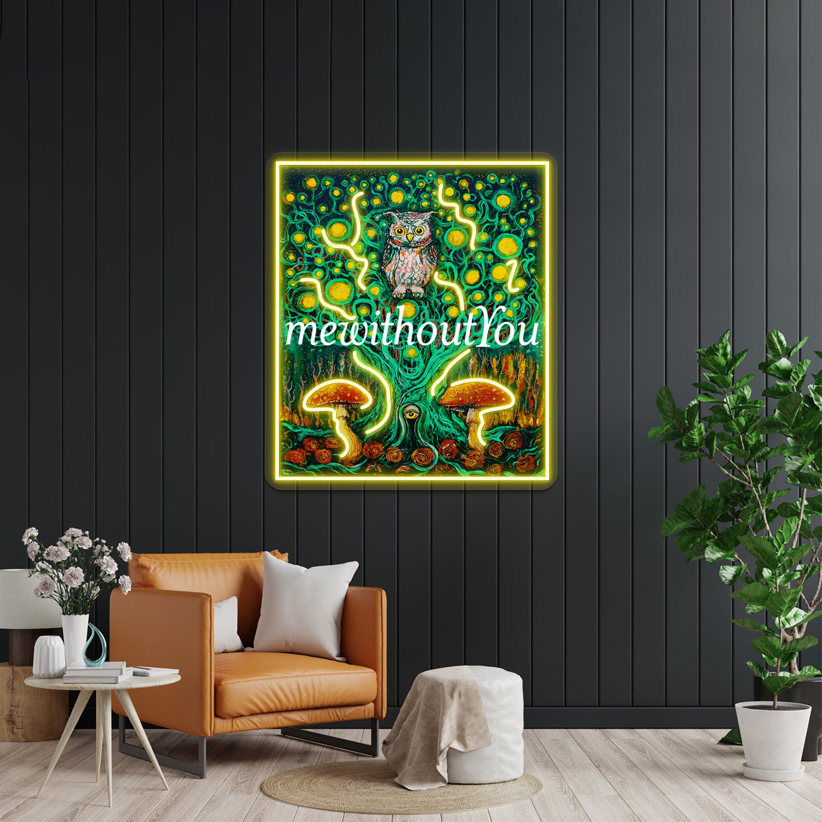 Owl In The Mewithoutyou Forest Artwork Neon Wall Sign | Shineneon
