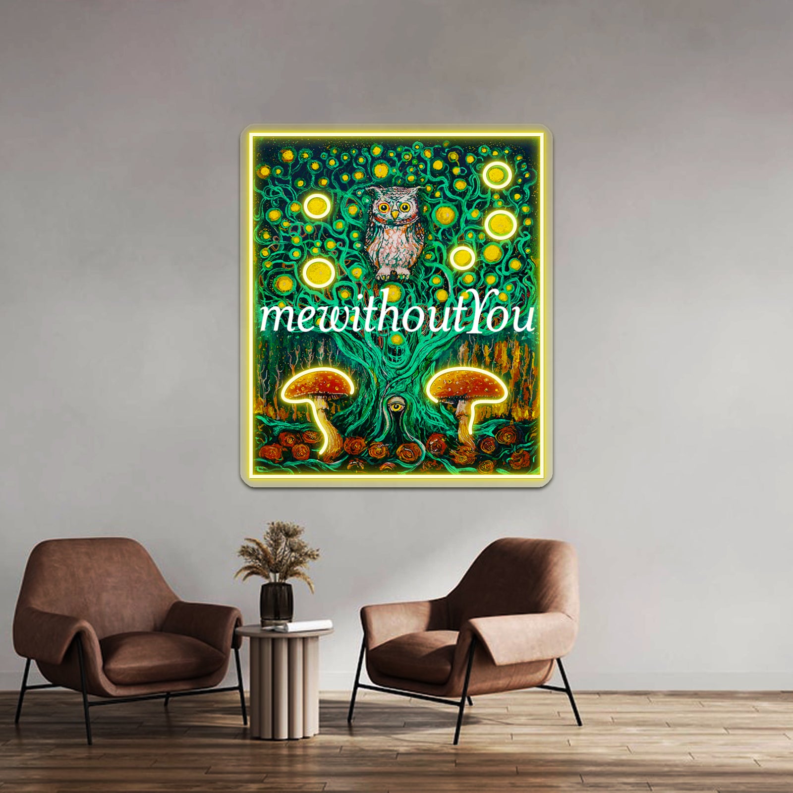 Owl In The Mewithoutyou Forest Wall Artwork Neon Signs | Shineneon