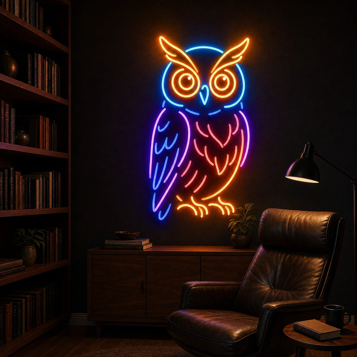 Owl LED Neon Sign Garage Man Cave Neon Sign real lifestyle scene
