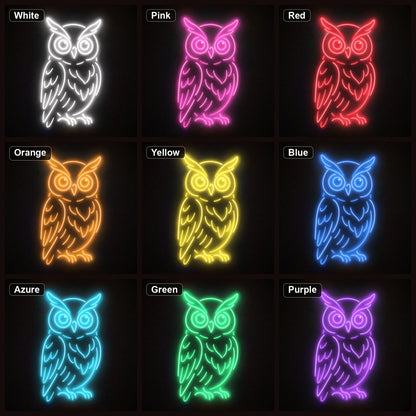Owl LED Neon Sign Garage Man Cave Neon Sign color grid