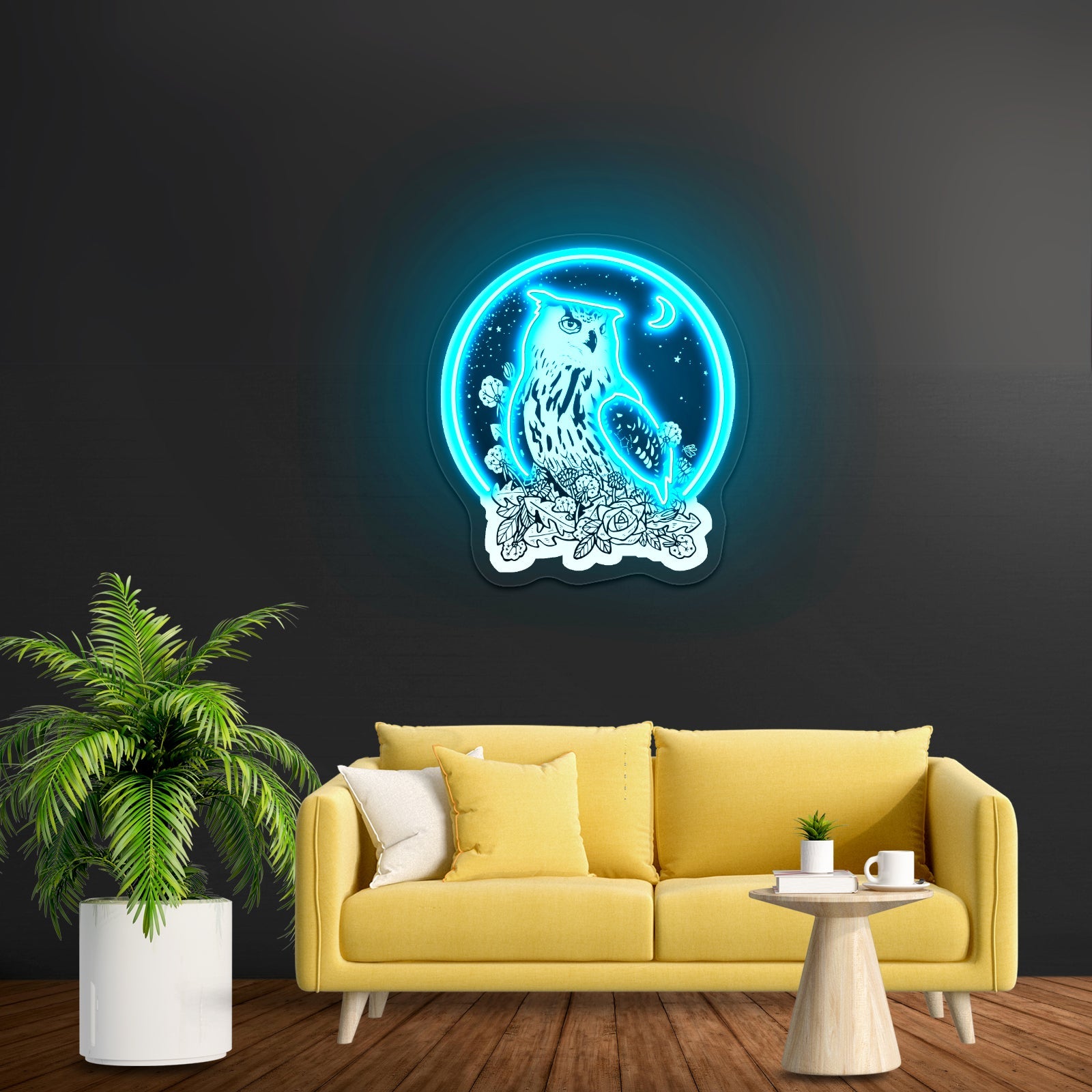 Owl With Night Sky Artwork Custom Led Signs - Shineneon