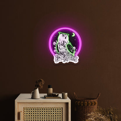 Owl With Night Sky Artwork Custom Led Signs - Shineneon