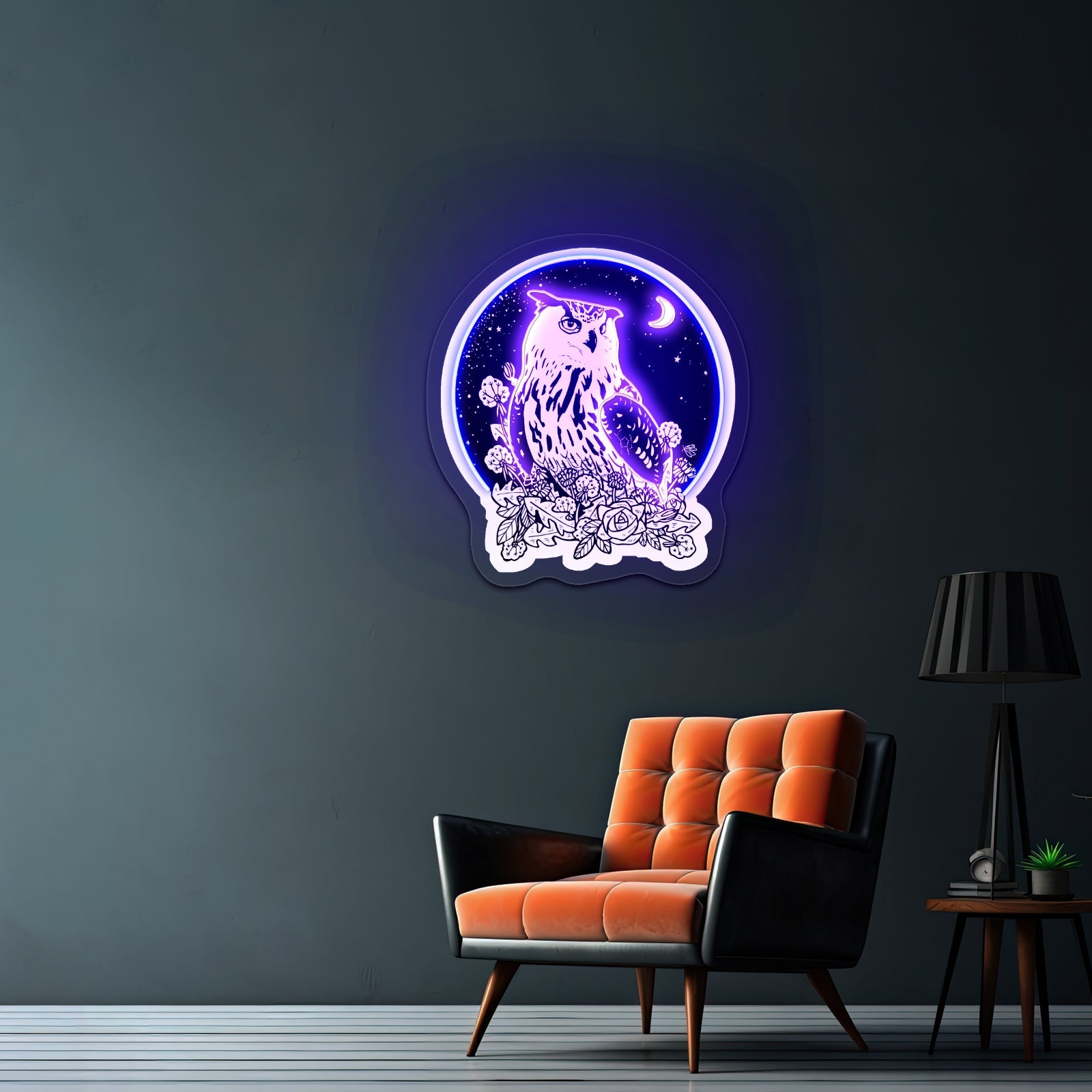 Owl With Night Sky Artwork Custom Led Signs - Shineneon