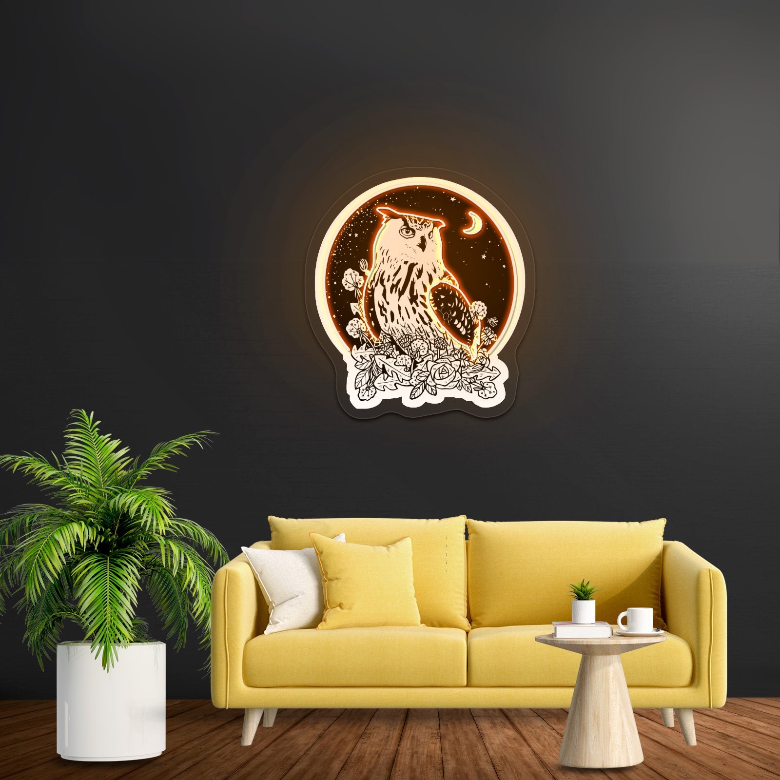 Owl With Night Sky Artwork Custom Led Signs - Shineneon