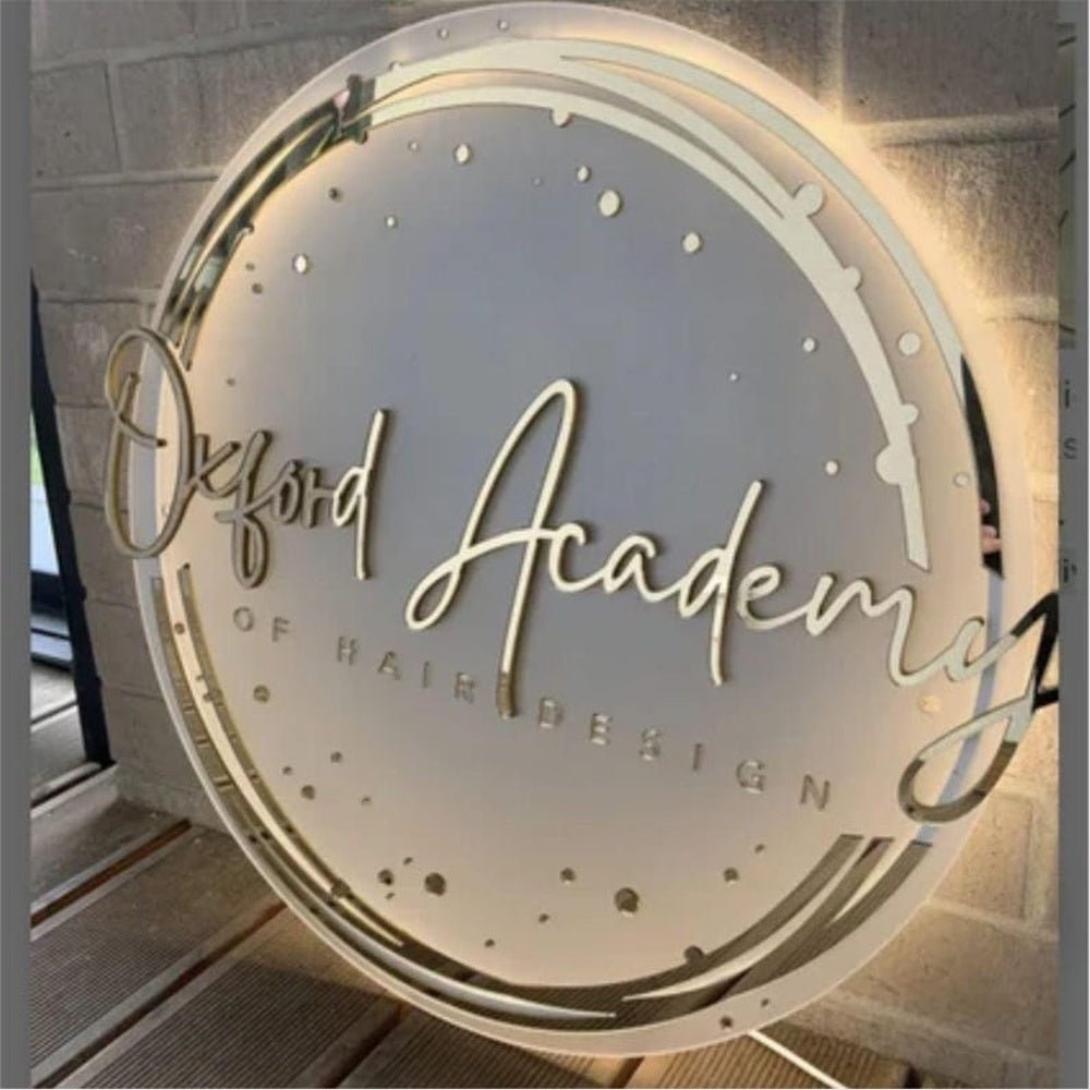 Oxford Academy Of Hair Design Acrylic Business Logo Sign - Shineneon