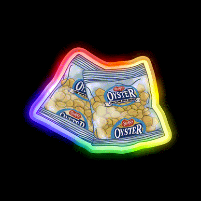 Oyster Crackers Snack Food Led Neon Sign Rgb Color - LED neon sign close-up detail