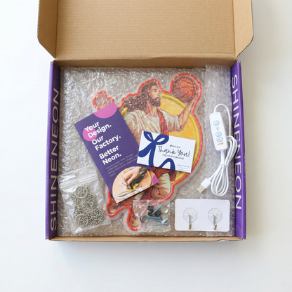 ShineNeon™ Jesus Basketball Neon Sign Holy Hoops Art for Man Cave USB Power