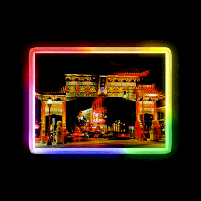 Paifang Entrance To Victoria Bc Chinatown Asian Cultural Led Neon Sign Rgb Color - LED neon sign close-up detail