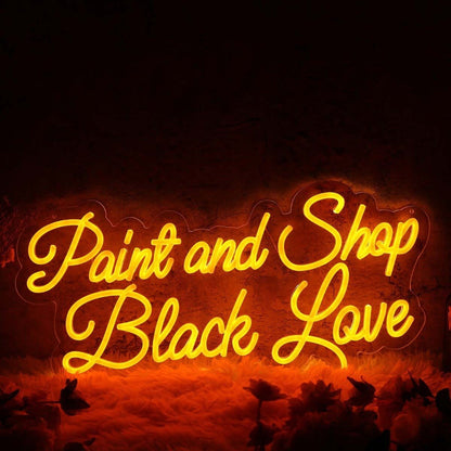 Paint And Shop Black Love Orange Led Neon Sign - Shineneon