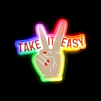 Painted Nails Take It Easy Peace Sign Nail Salon Led Neon Sign Rgb Color - LED neon sign close-up detail