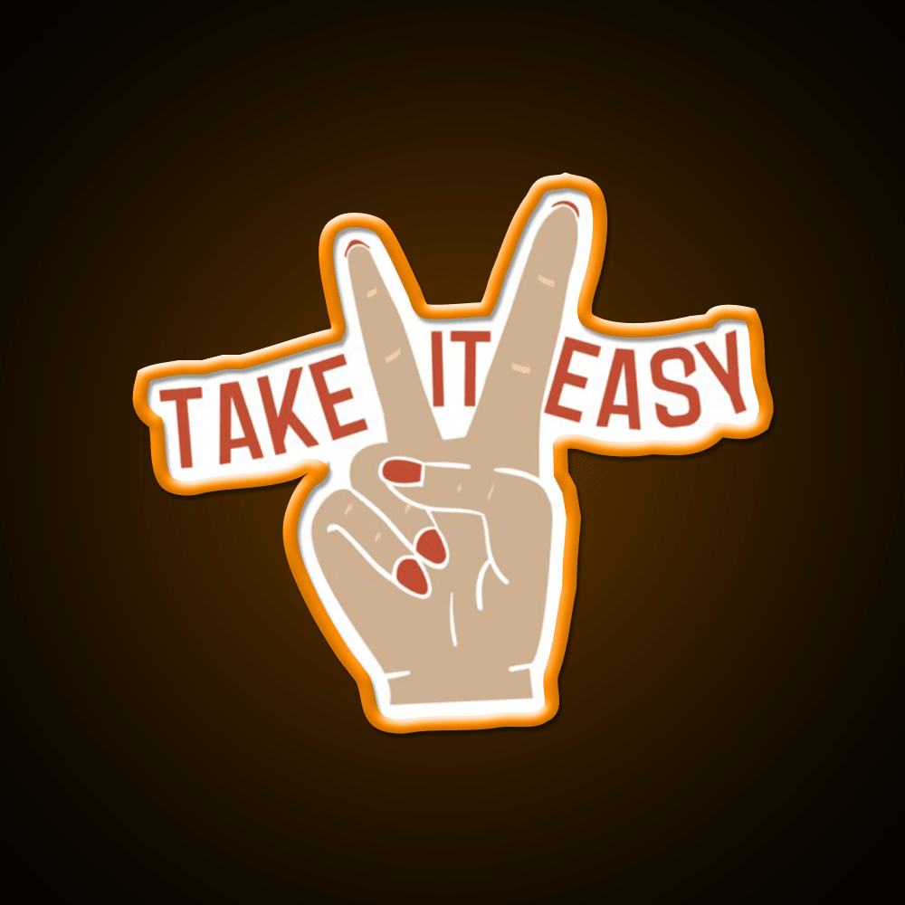 Painted Nails Take It Easy Peace Sign Nail Salon Led Neon Sign Rgb Color - Shineneon