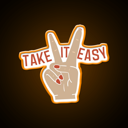 Painted Nails Take It Easy Peace Sign Nail Salon Led Neon Sign Rgb Color - Shineneon