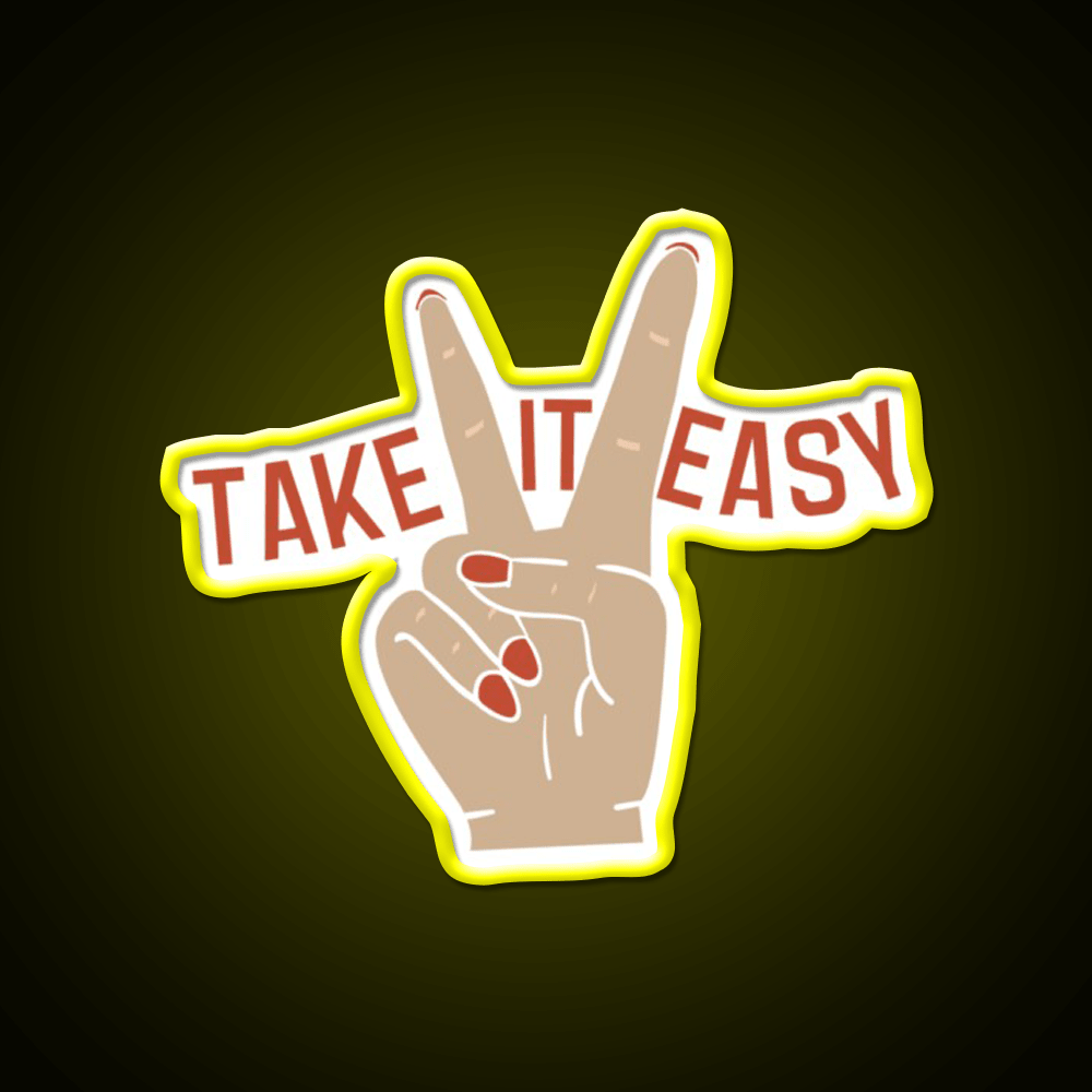 Painted Nails Take It Easy Peace Sign Nail Salon Led Neon Sign Rgb Color - Shineneon